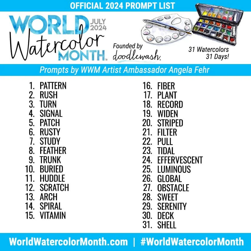 World Watercolor Month Prompts for 2024